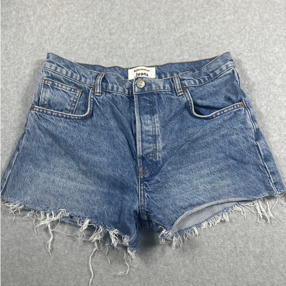 Reformation Charlie Cutoff Jean Short Women's Size 10/12 Blue High Rise Casual
